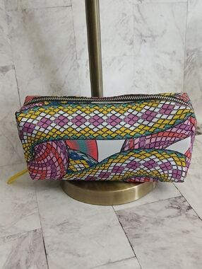 Sonia Kashuk Multicolor Patterned Cosmetic Bag - Pink Yellow Blue